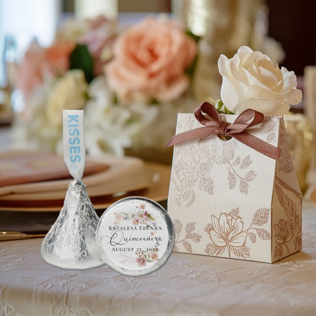 Watercolor Floral Quinceanera Hershey®'s Kisses® (Creator Uploaded)