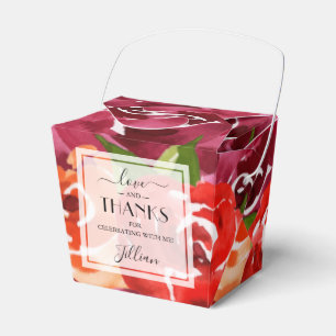 Watercolor Floral Red Orange Claret Favor Boxes