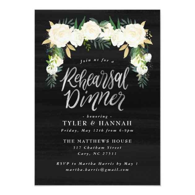 Watercolor Floral Rehearsal Dinner Invitation