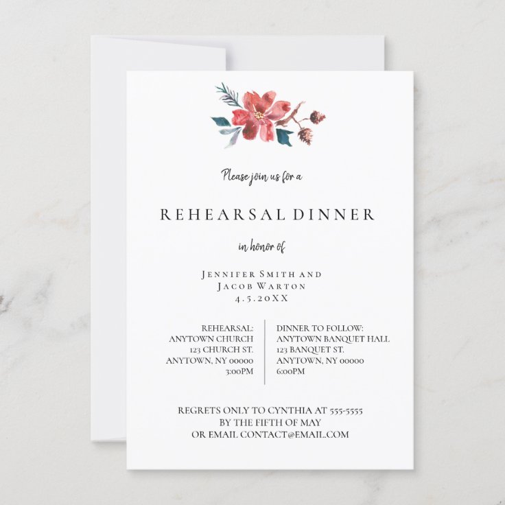 Watercolor Floral Rehearsal Dinner Invitations Zazzle