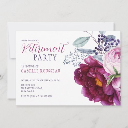 Watercolor Floral Retirement Party Invitation