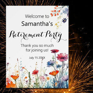 Watercolor Floral Retirement Party Welcome Sign