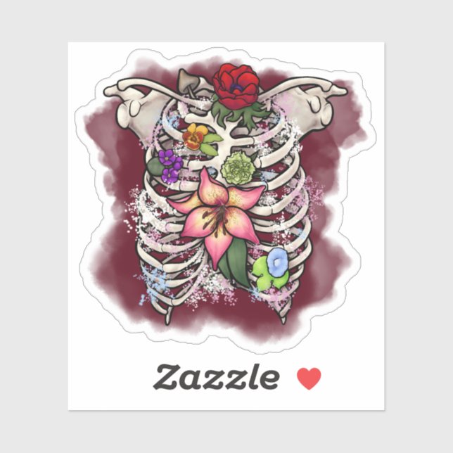 Watercolor Floral Ribcage Sticker (Sheet)