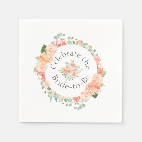 Watercolor Floral Ring Bridal Shower Paper Napkins