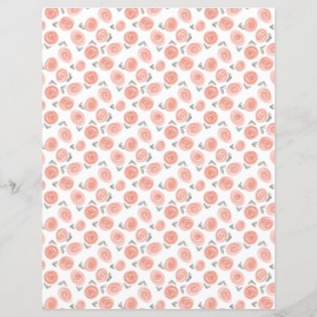 Watercolor Floral Romantic Roses Scrapbook Paper by pinkpinetree at Zazzle