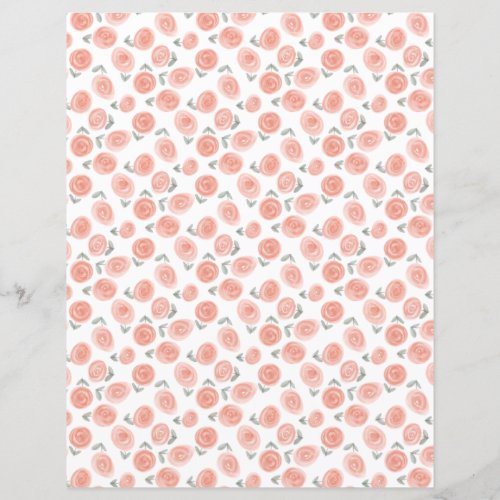 Watercolor Floral Romantic Roses Scrapbook Paper