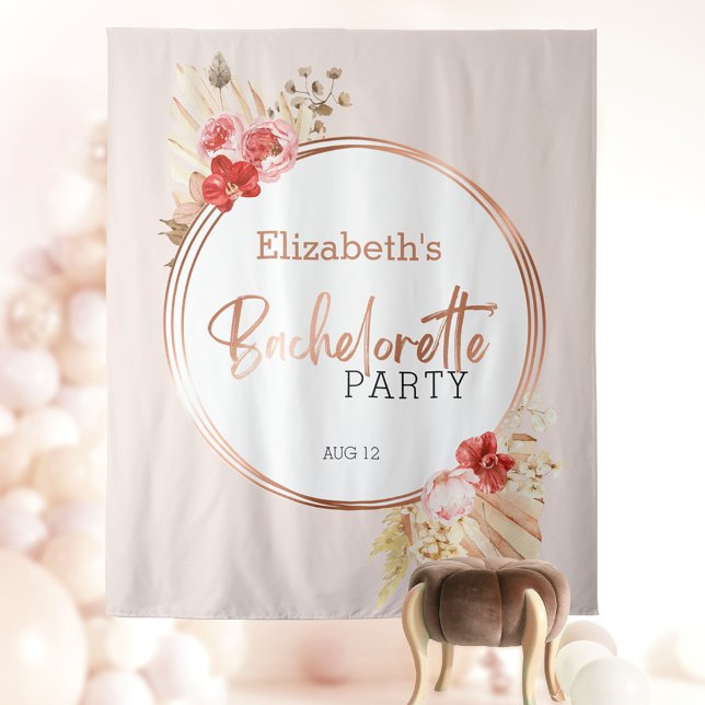 Watercolor Floral Rose Bachelorette Party Backdrop (Creator Uploaded)