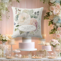Watercolor Floral Rose Cottage Garden Baby Girl Throw Pillow