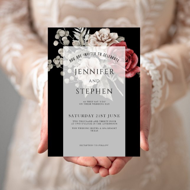 Watercolor Floral Rose Eucalyptus, Wedding Invitation (Creator Uploaded)