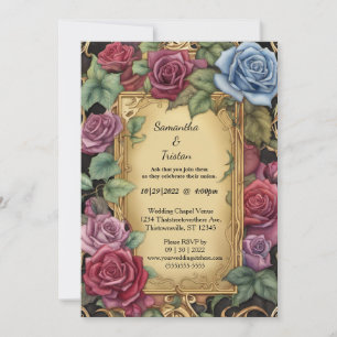 Watercolor Floral Rose Garden Elegant Wedding Invitation