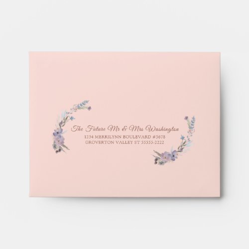 Watercolor Floral Rose Gold RSVP Return Address Envelope