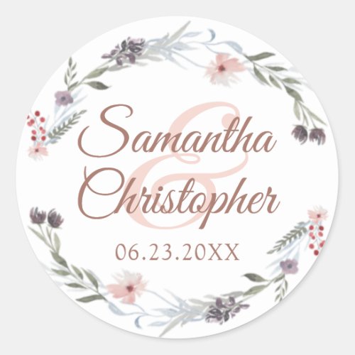 Watercolor Floral Rose Gold Script Wedding Seal