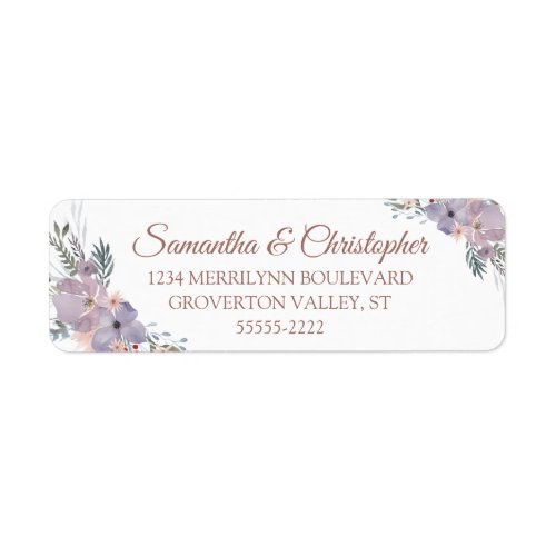 Watercolor Floral Rose Gold Wedding Return Address Label