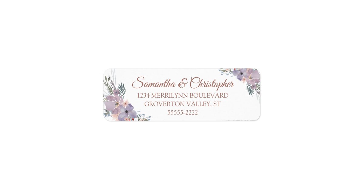 Watercolor Floral Rose Gold Wedding Return Address Label | Zazzle