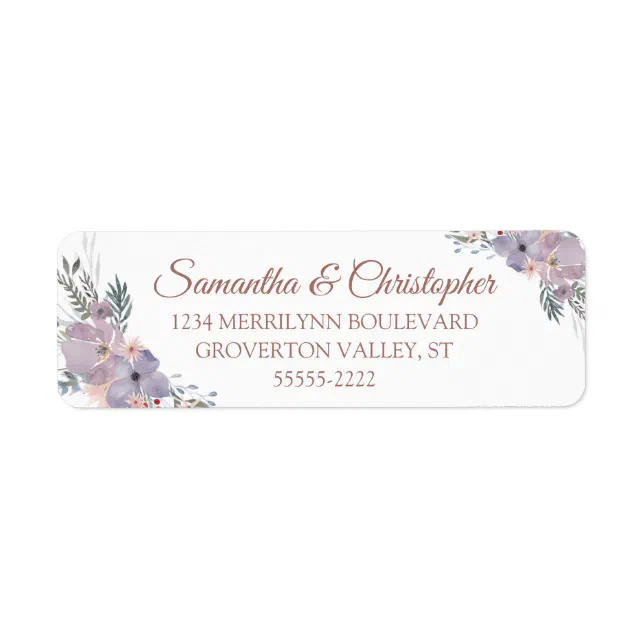 Watercolor Floral Rose Gold Wedding Return Address Label | Zazzle
