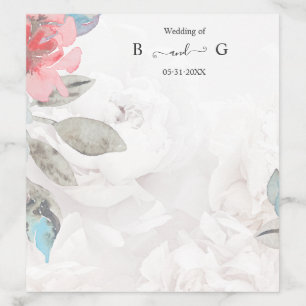 watercolor floral rose & peony monogram wedding envelope liner