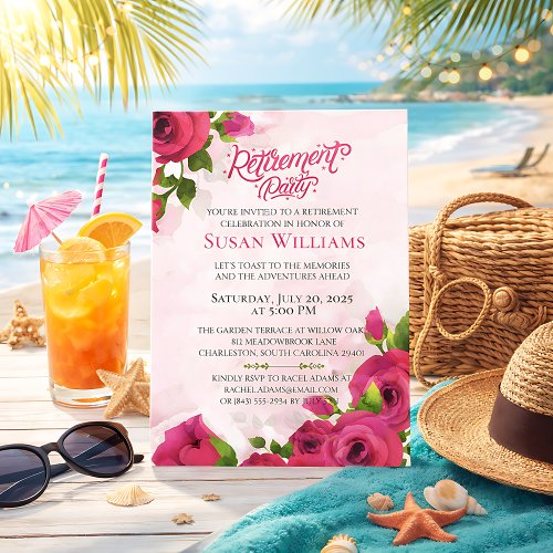 Watercolor Floral Rose Retirement Celebration