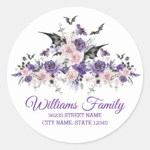 watercolor floral roses halloween address label