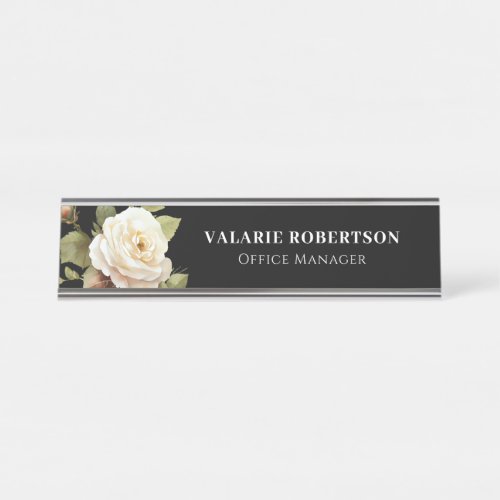Watercolor Floral Roses Name Plate