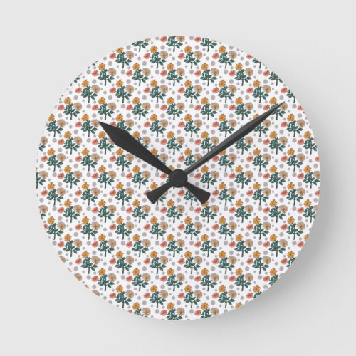 Watercolor floral  round clock