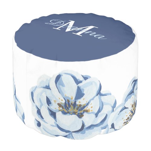 Watercolor Floral Round Pouf