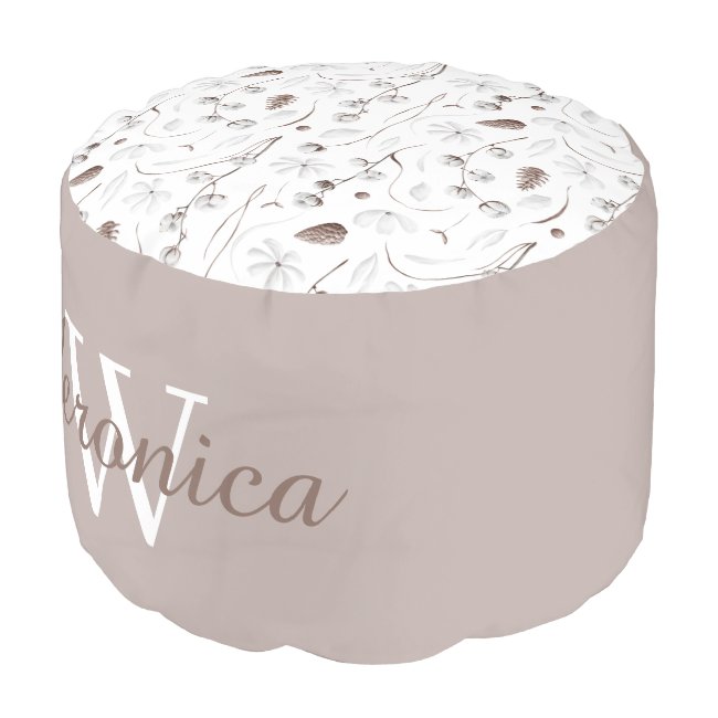 Watercolor Floral Round Pouf