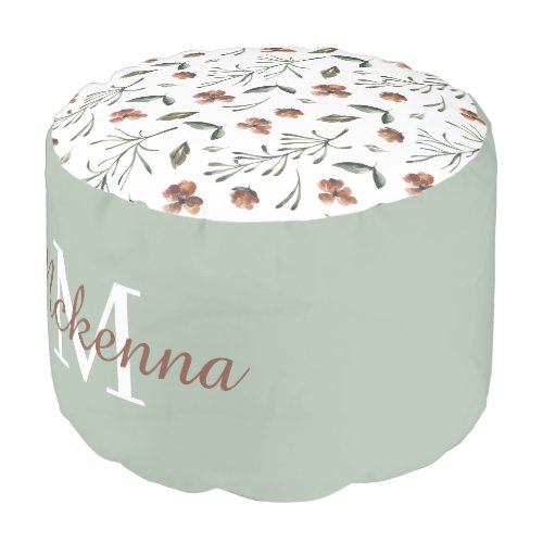 Watercolor Floral Round Pouf