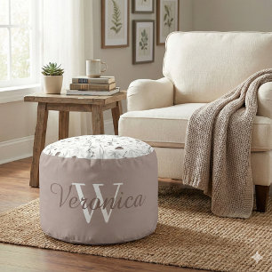 Watercolor Floral Round Pouf