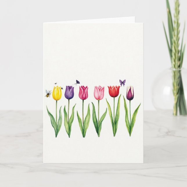 Watercolor Floral Row Card (Front)