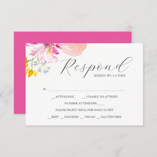 Watercolor Floral RSVP Cards for Wedding