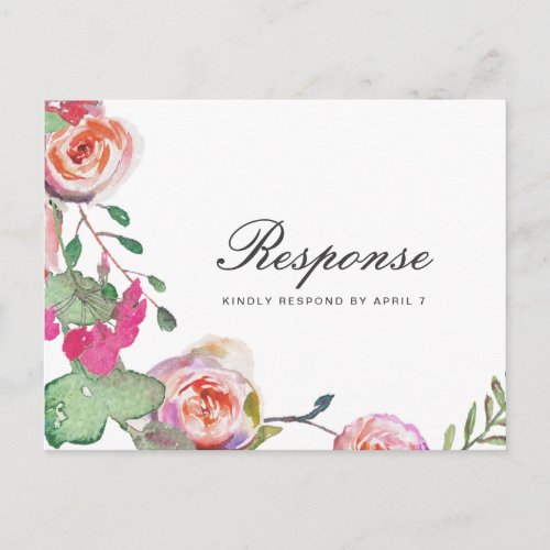 Watercolor Floral RSVP with Meal Choice Invitation Postcard