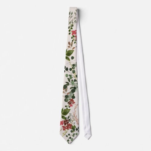 watercolor floral rustic botanical wedding neck tie