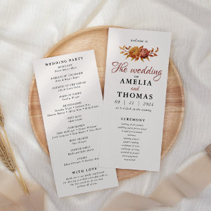 Watercolor Floral Rustic Fall Warm Autumn Wedding Program