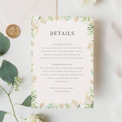 Watercolor Floral Rustic Wedding Insert