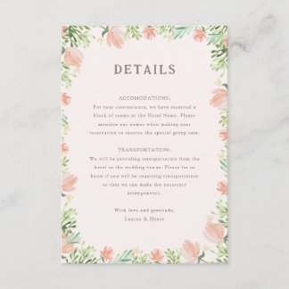 Watercolor Floral Rustic Wedding Insert