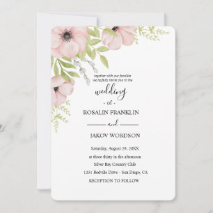 watercolor floral rustic wedding  invitation