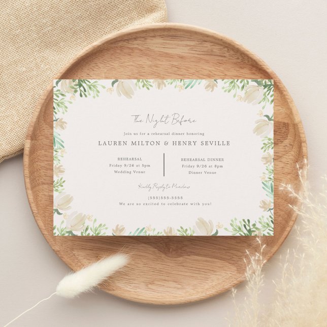 Watercolor Floral Rustic Wedding Rehearsal Invitation (Creator Uploaded)
