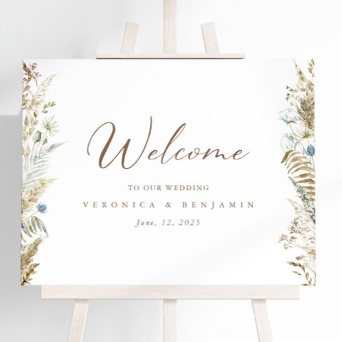 Watercolor Floral Rustic Wedding Welcome Poster