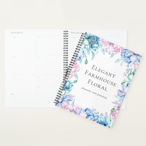 Watercolor Floral  Rustic Wood Elegant Country Planner