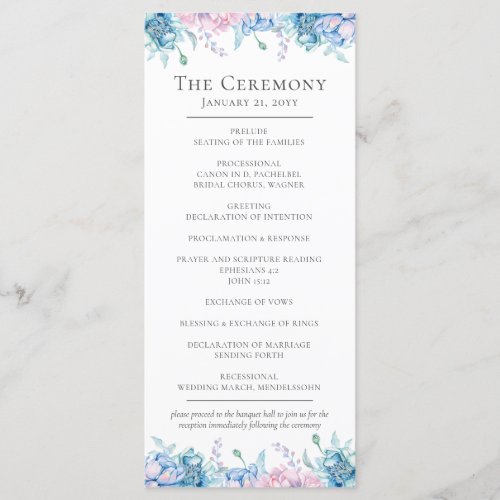 Watercolor Floral  Rustic Wood Farmhouse Wedding Program