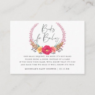 Watercolor Floral Safari Baby Shower Book Request Enclosure Card
