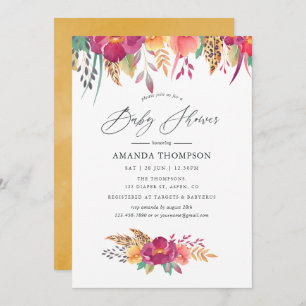 Watercolor Floral Safari Baby Shower Invitation