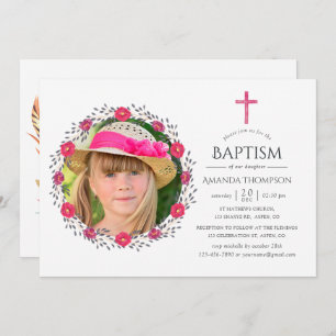 Watercolor Floral Safari Baptism or Christening Invitation