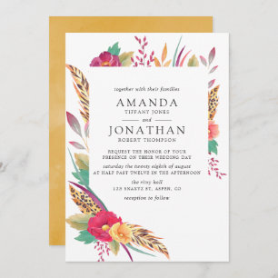 Watercolor Floral Safari Wedding Invitation
