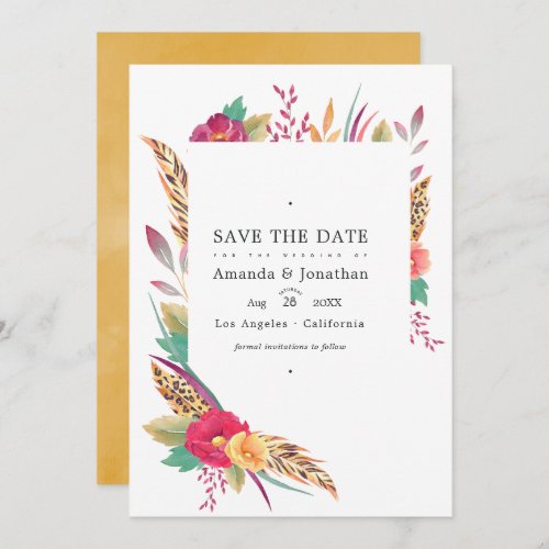 Watercolor Floral Safari Wedding Photo Save The Date