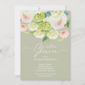 Watercolor Floral Sage Green Bridal Shower Invitation (Front)