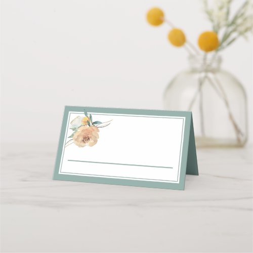 Watercolor Floral Sage Green Reception Place Card