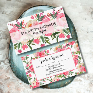 Watercolor Floral Salon Hair Stylist Makeup Artist Business Card