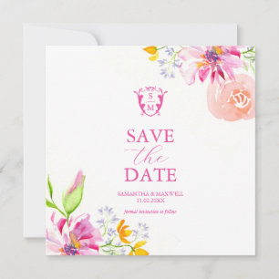 Watercolor Floral Save The Date Invitations