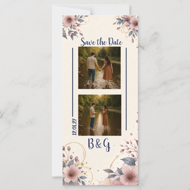 Watercolor Floral Save the Date Magnet (Front)